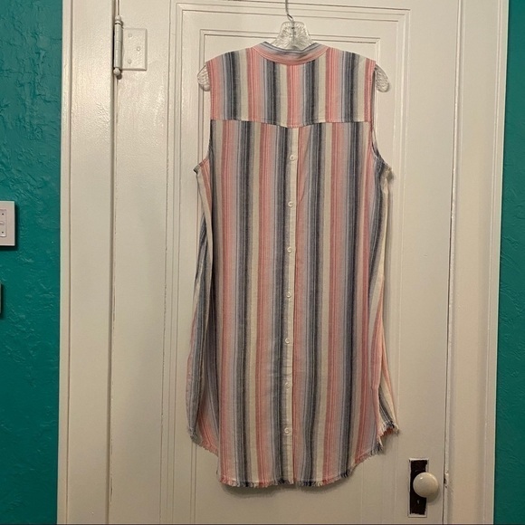 Cloth & Stone Sunburst Striped Fray Hem Sleeveless Button Down Dress Size Small - Picture 8 of 8
